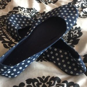 Blue polka dotted dress flats 3/$10